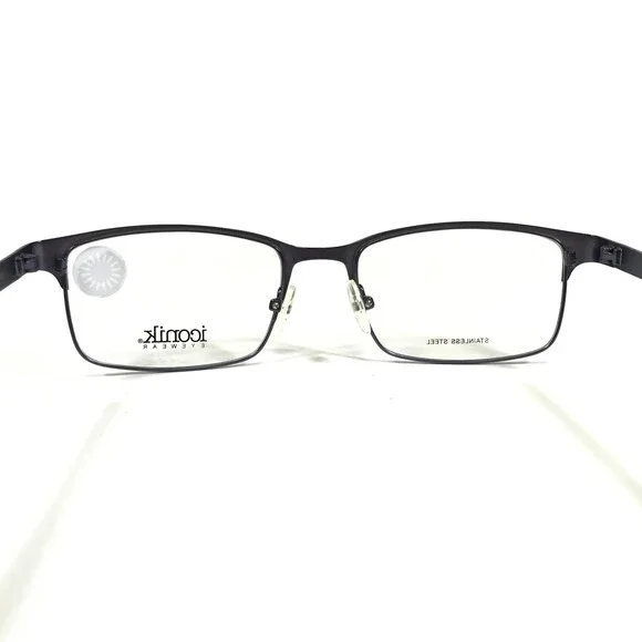 Iconik Eyeglasses Frames Miles C01 Black Gray Rectangular Full Rim 53-19-140 - Picture 8 of 12